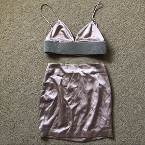 Meshki pink satin set